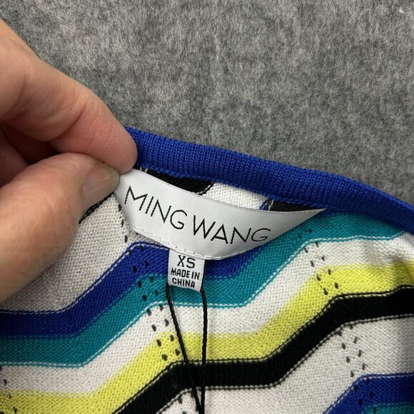 Ming Wang One Shoulder Column Maxi Dress Women's Size XS Chevron Knit NWT - Picture 5 of 13